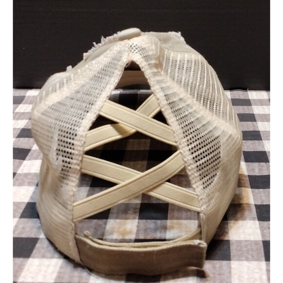 Distressed I Don't Speak Dipshit Beth Dutton Mesh Ponytail Cap Trucker Hat Khaki - Picture 11 of 16